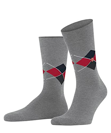 Burlington Men's Socks Multi King SO Cotton Patterned 1 Pair, Grey (Light Grey Melange 3390), 40-46 on Sale